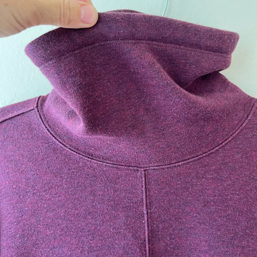 Athleta Sz S M Cozy Karma Funnel Neck Sweatshirt Fleece Burgundy Pullover Top - Image 3