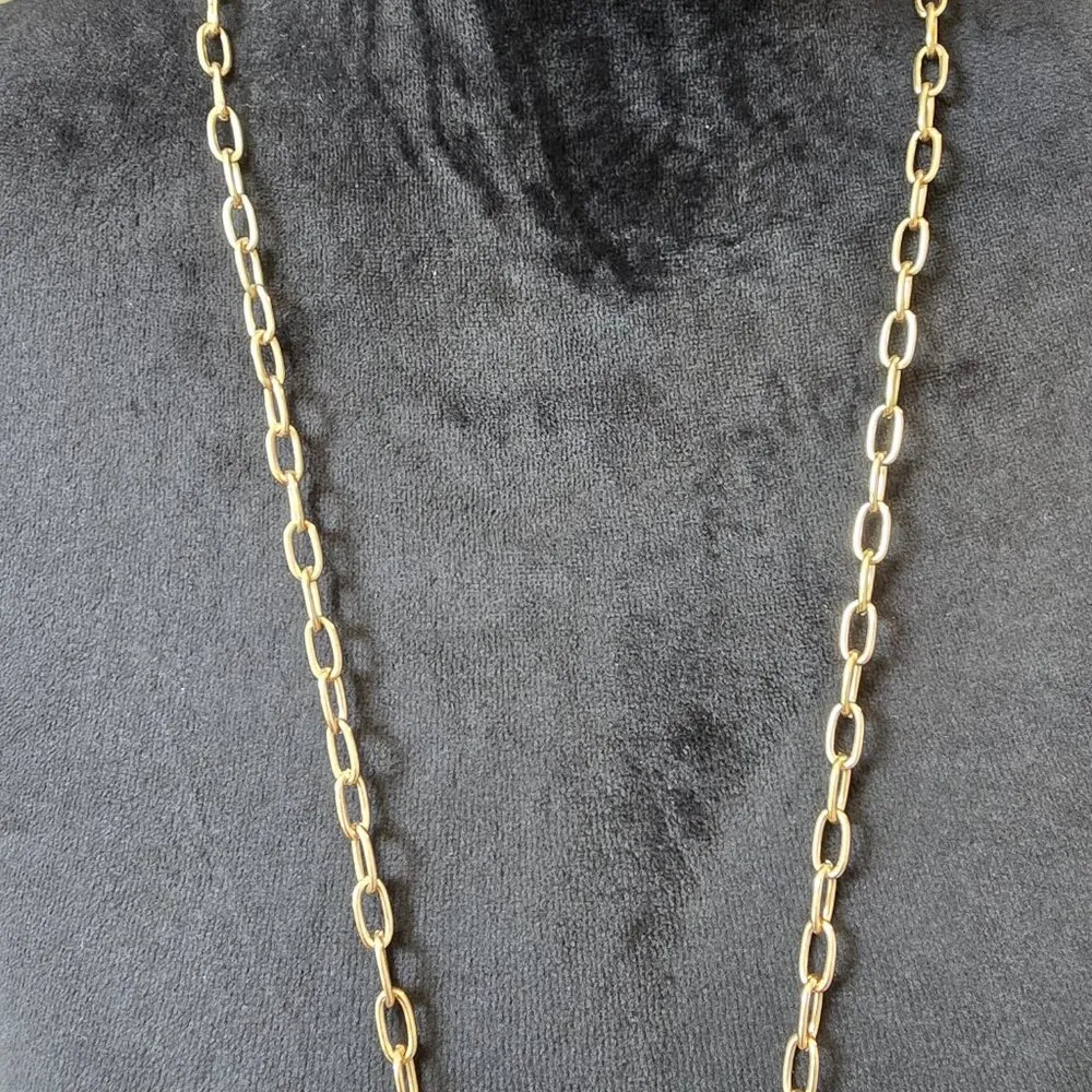 Womens Gold & Silver Tone Beaded Paper Clip Chain Necklace with Lobster Clasp - Image 5