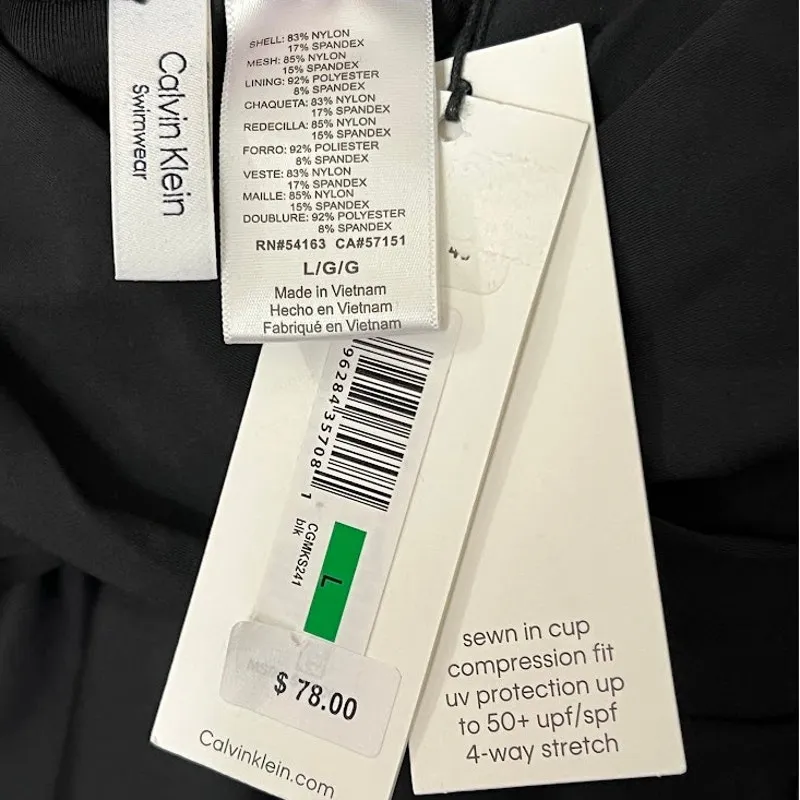 Calvin Klein LARGE Black Tankini Twist Front 4-Way Stretch 50+ SPF Swim Suit - Image 6