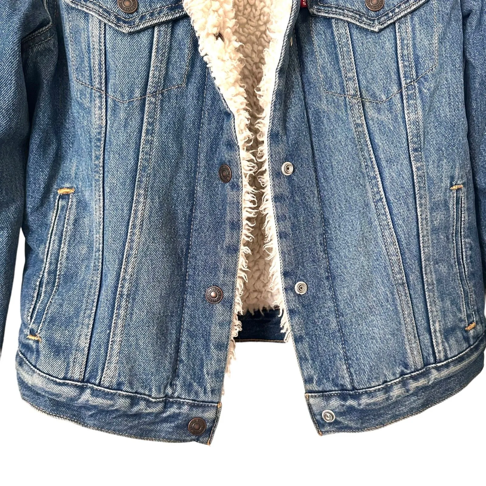Levi's  Original Sherpa Trucker Jacket Sz Small‎ - Image 5