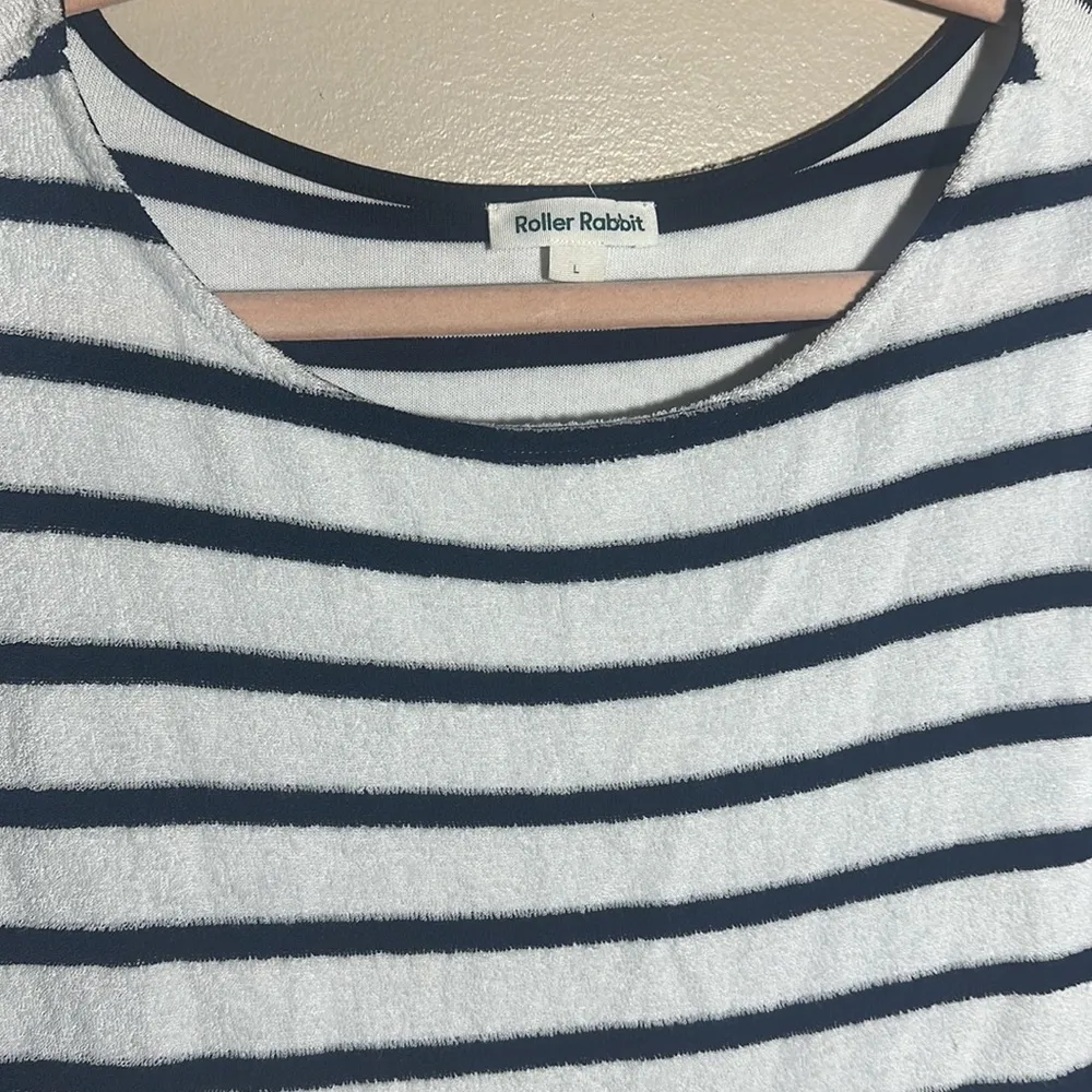 Roller Rabbit Terry Navy White Striped‎ Top | Large - Image 3