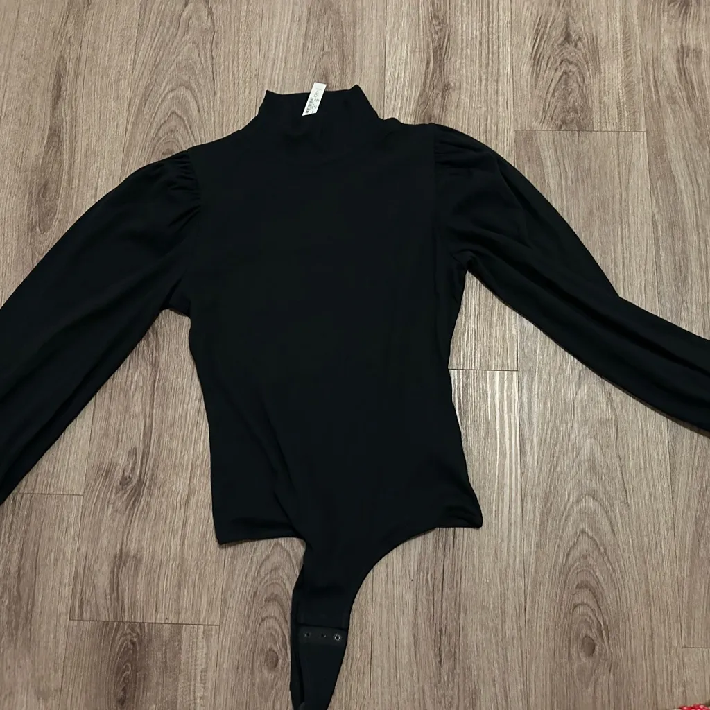 DEADSTOCK|NWT MADEWELL Ribbed Puff-Sleeve Turtleneck Bodysuit size large - Image 2