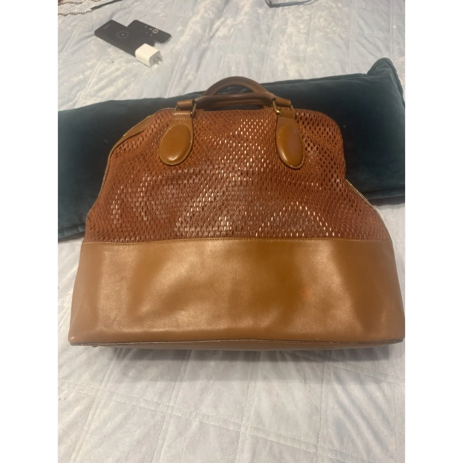 Chloé Brown Leather Perforated Satchel Tote Bag‎ - Image 8