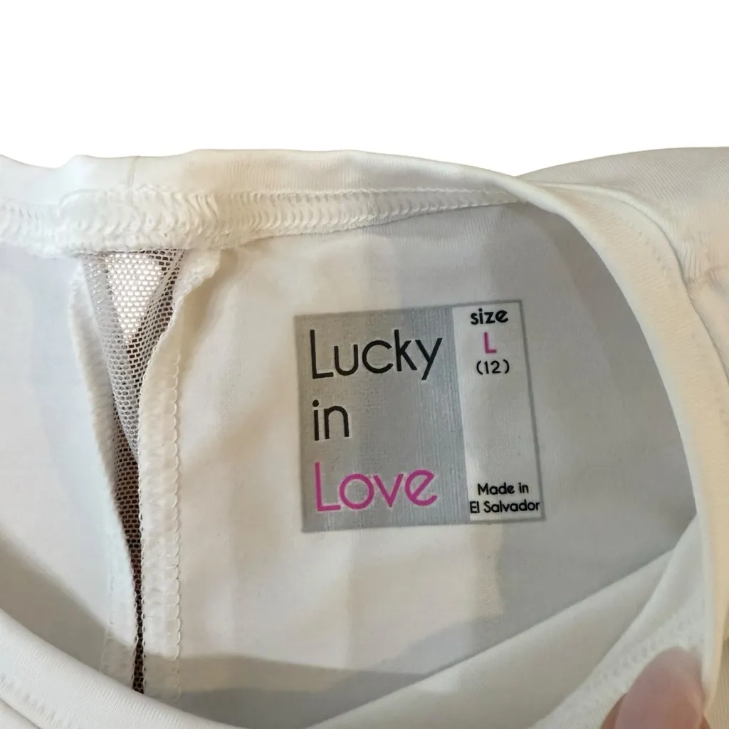 Lucky in‎ Love Women's Core Center Court Top White NWT large Black - Image 3