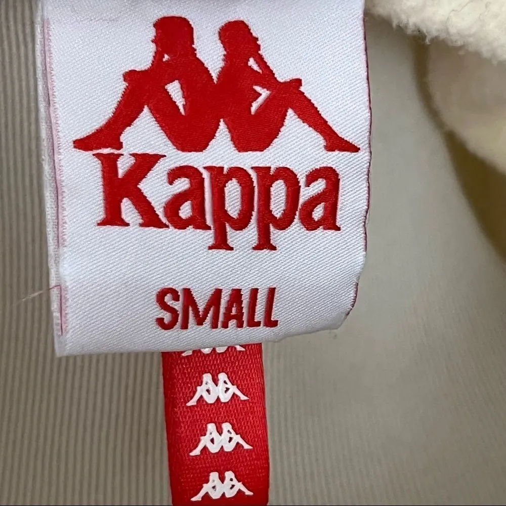 Kappa Cream Cropped Quarter Zip Logo Tape Pullover S - Image 6
