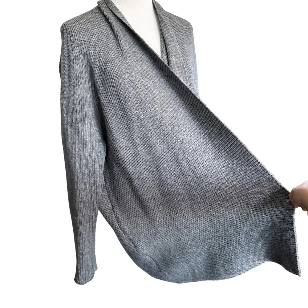 RD Style Oversized Drape Front Ribbed Soft Knit Cardigan Sweater Grey Gray XL - Image 5