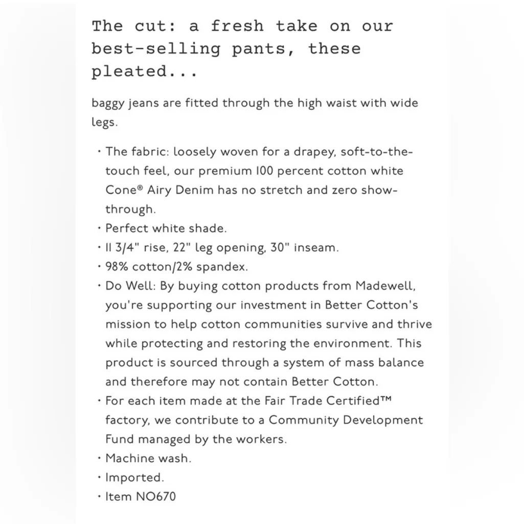 Madewell The Harlow Wide Leg trouser Jean cream ivory off-white denim 29 - Image 8