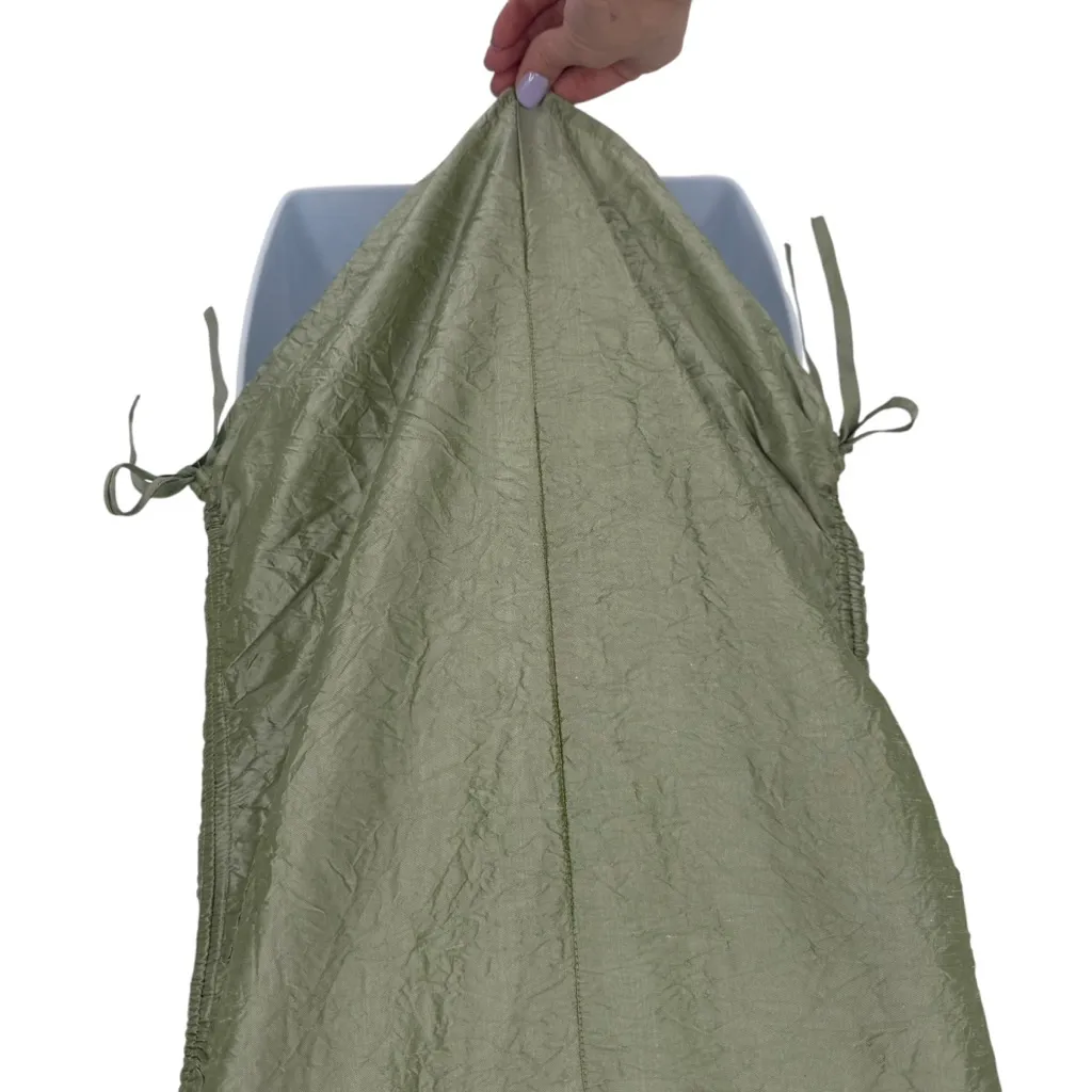 Judy Tampa 100% Silk Olive Green Ruched Stretchy Ties Sleeveless Top Size Small - Image 4