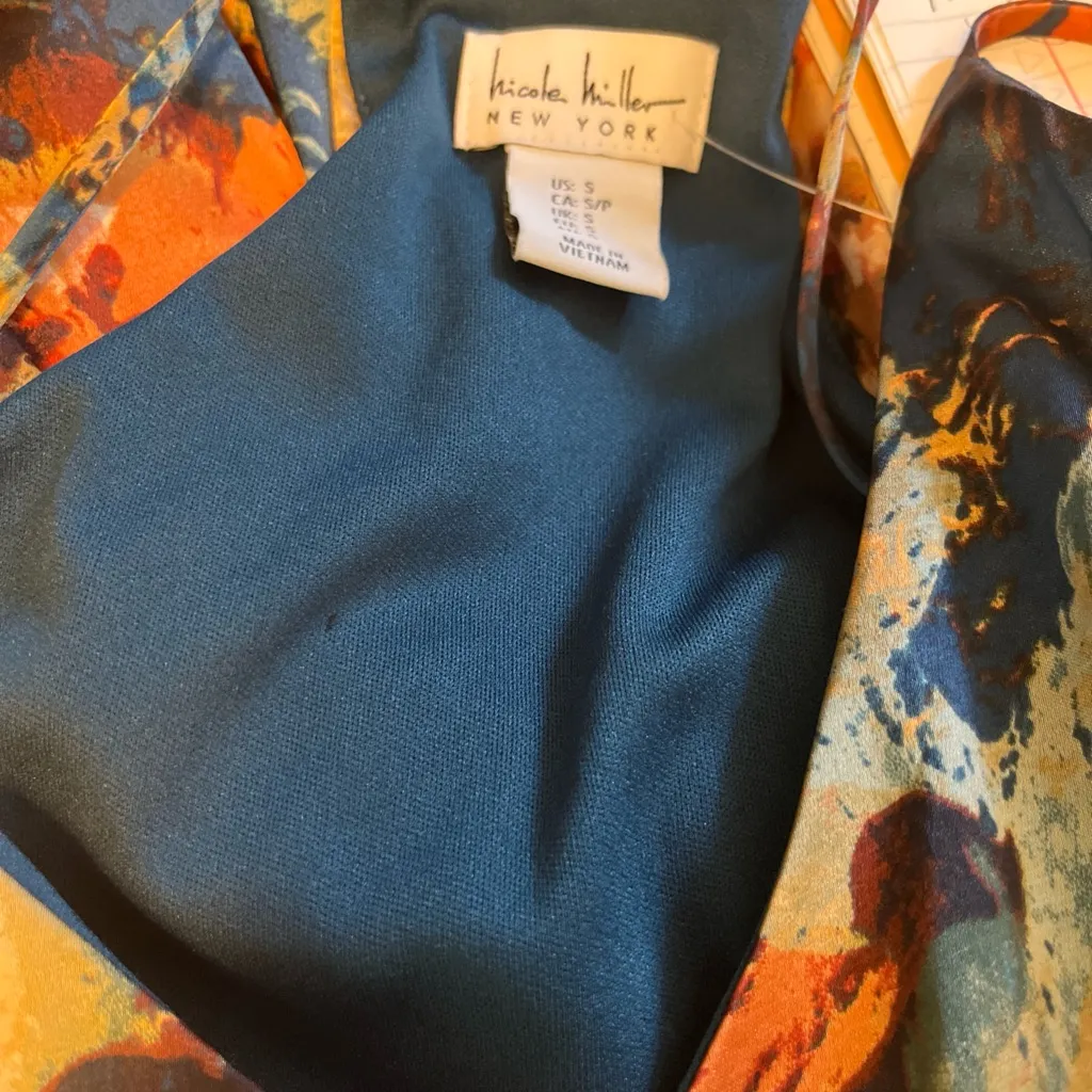 Nicole Miller New York Floral Slip Maxi Dress With Pockets Small Fall Colors NWT - Image 11