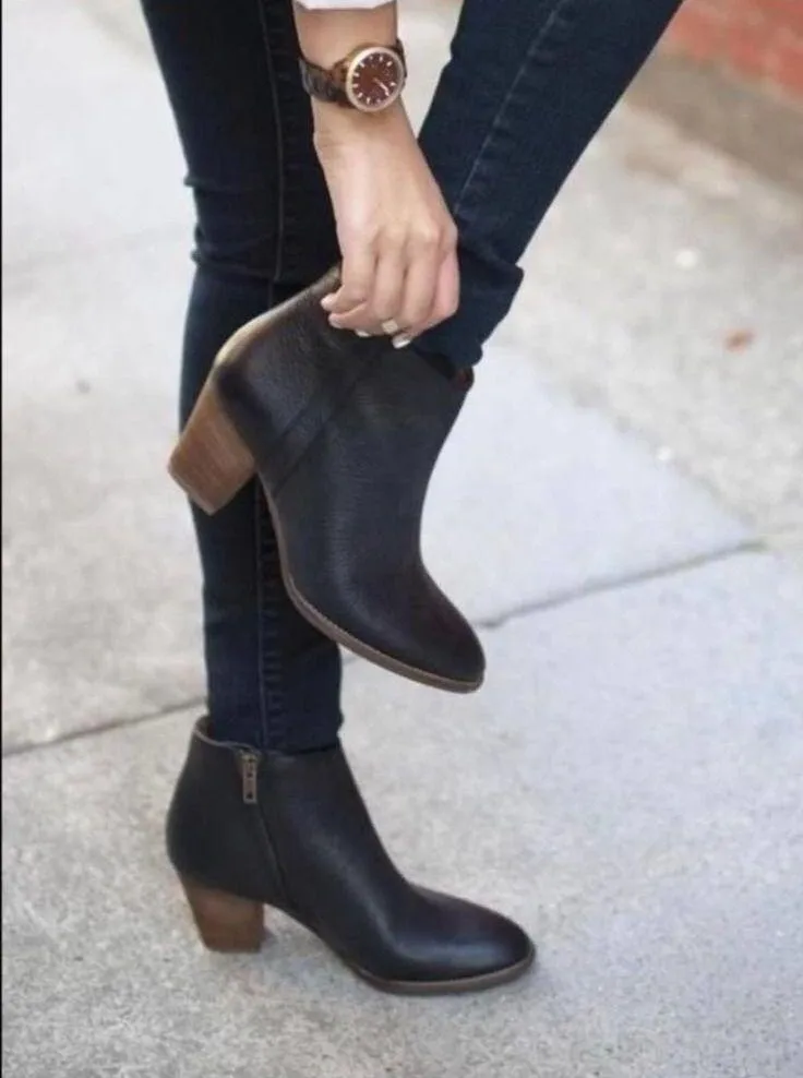 Madewell The Billie Ankle Black Leather Boots Botties Black Shoes 9.5 Casual - Image 3