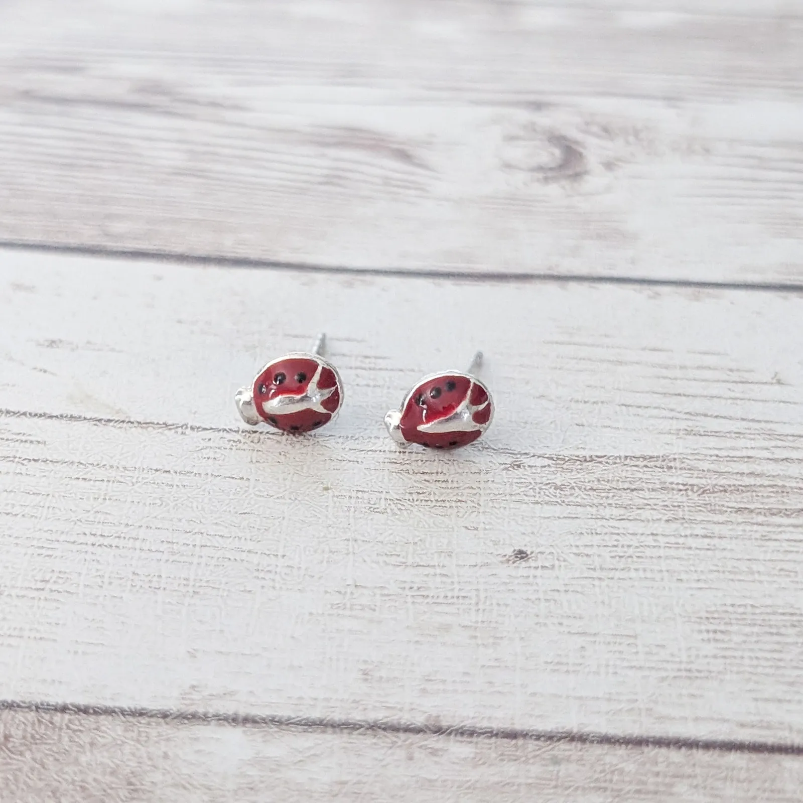 Vintage Stud Earrings Small & Dainty Ladybird/Ladybug Red - Image 8