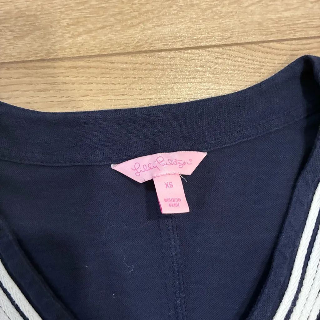 Lilly Pulitzer Tidewater Tunic Dress Navy Blue Knit Mini Size XS - Image 3