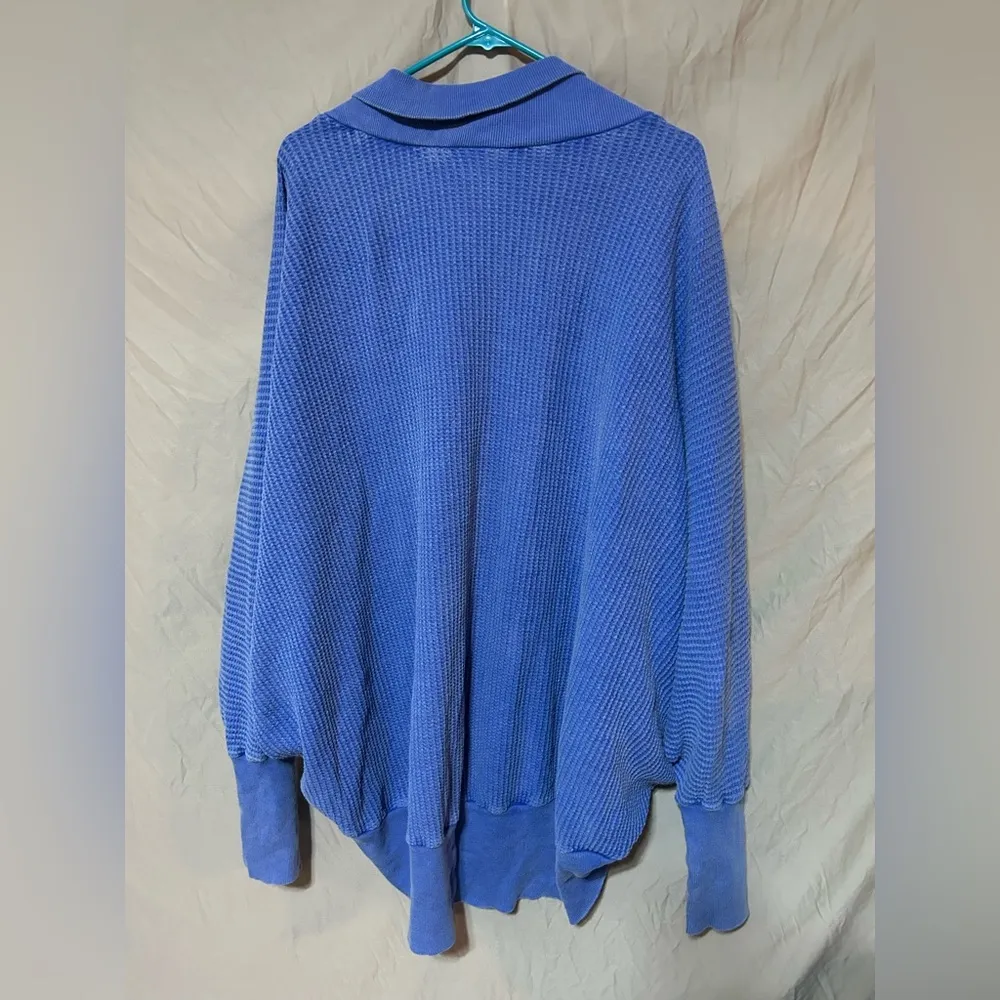 Free People FP One Deva Shrug Waffle Knit Cardigan in Blue - Image 4