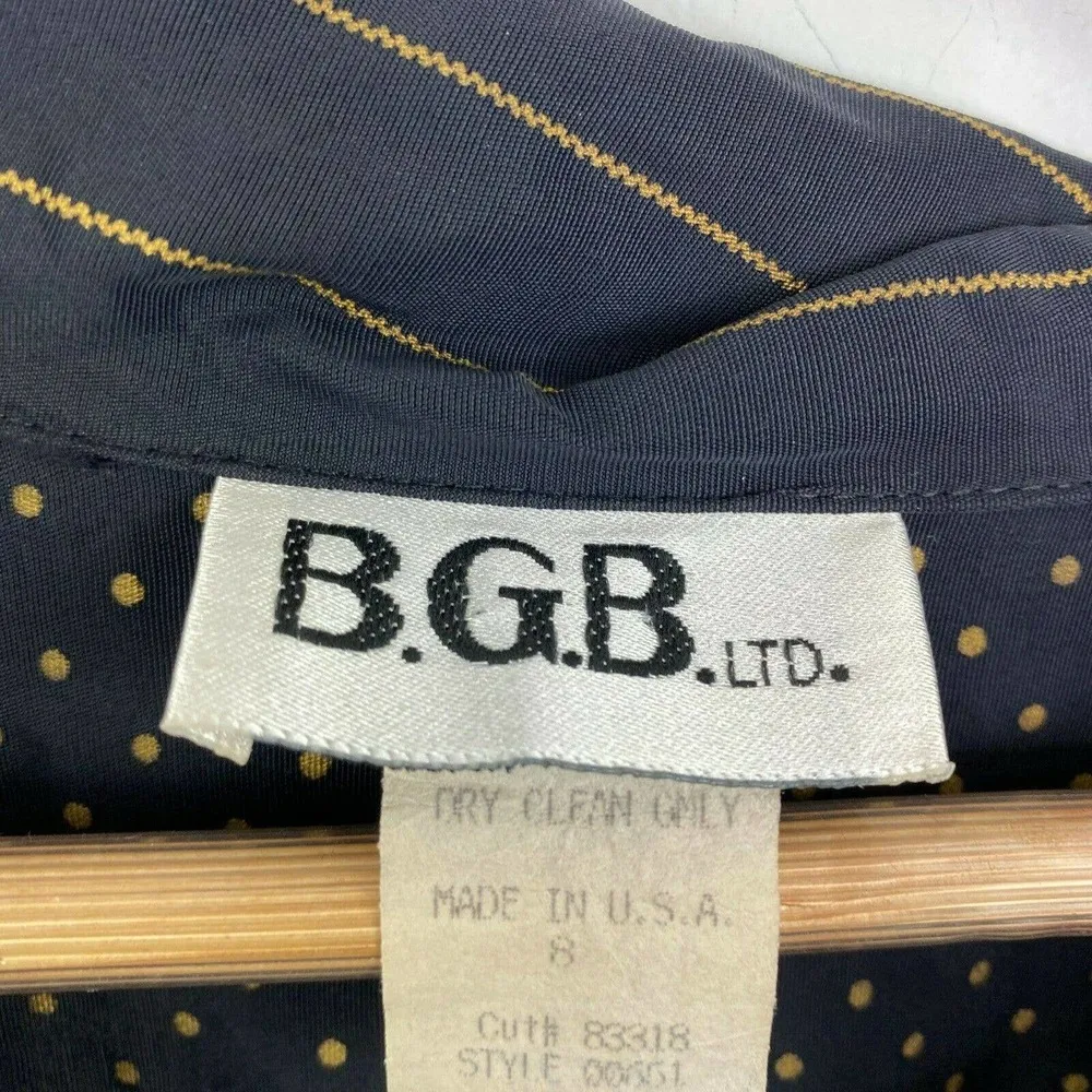 BGB LTD Vintage Black Gold Polka Dot 3/4 Sleeve Striped Dress Women’s Size 8 - Image 5