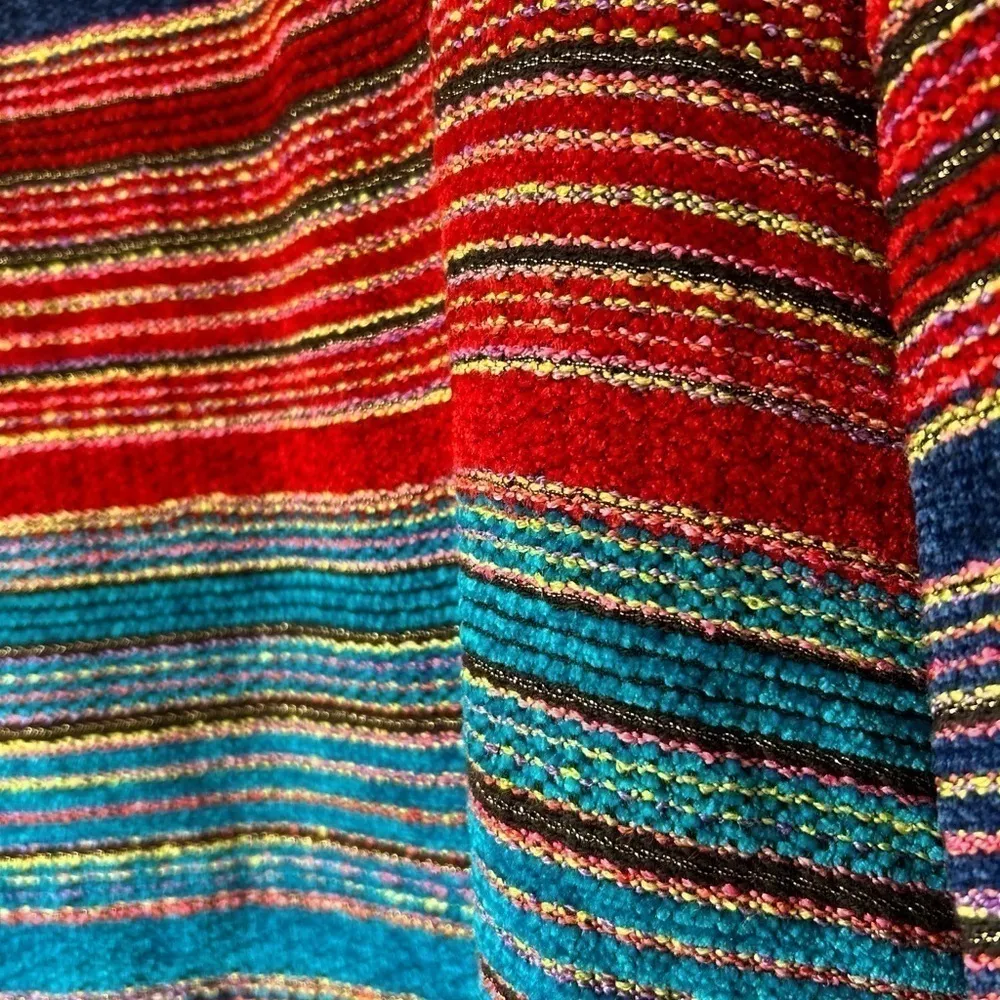 Vintage Allure XL Aztec jacket stripes glass painted barrel buttons colorful‎ - Image 12