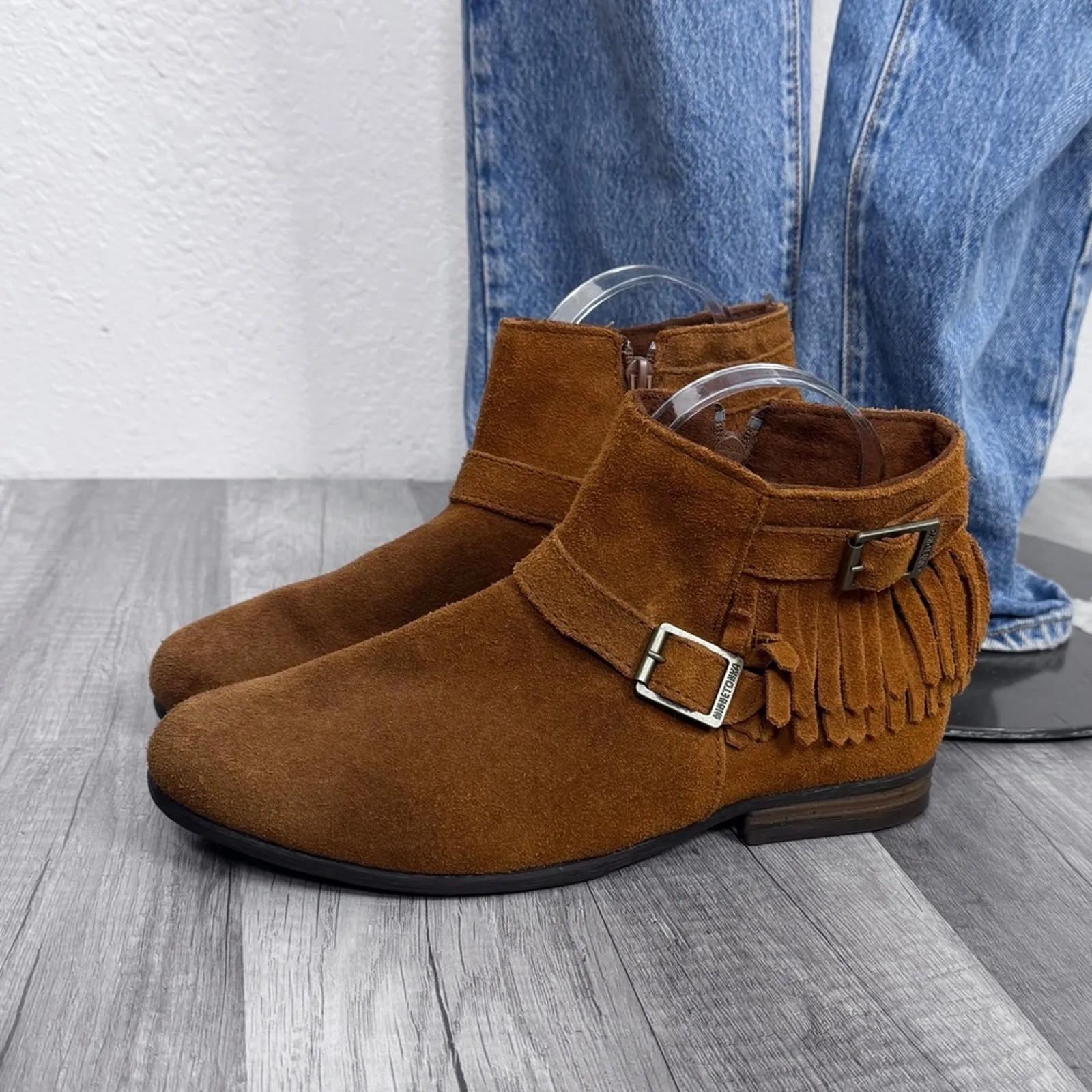 Minnetonka Rancho Fringe Suede Leather Ankle Booties Size 8 1/2 - Image 3