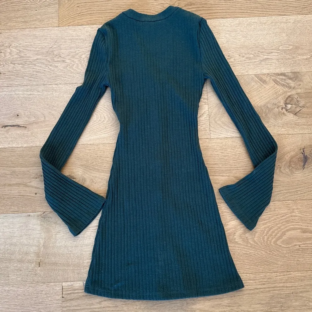 White Fox Mini Dress Long Sleeves  Live In The Moment Size XS Green - Image 4