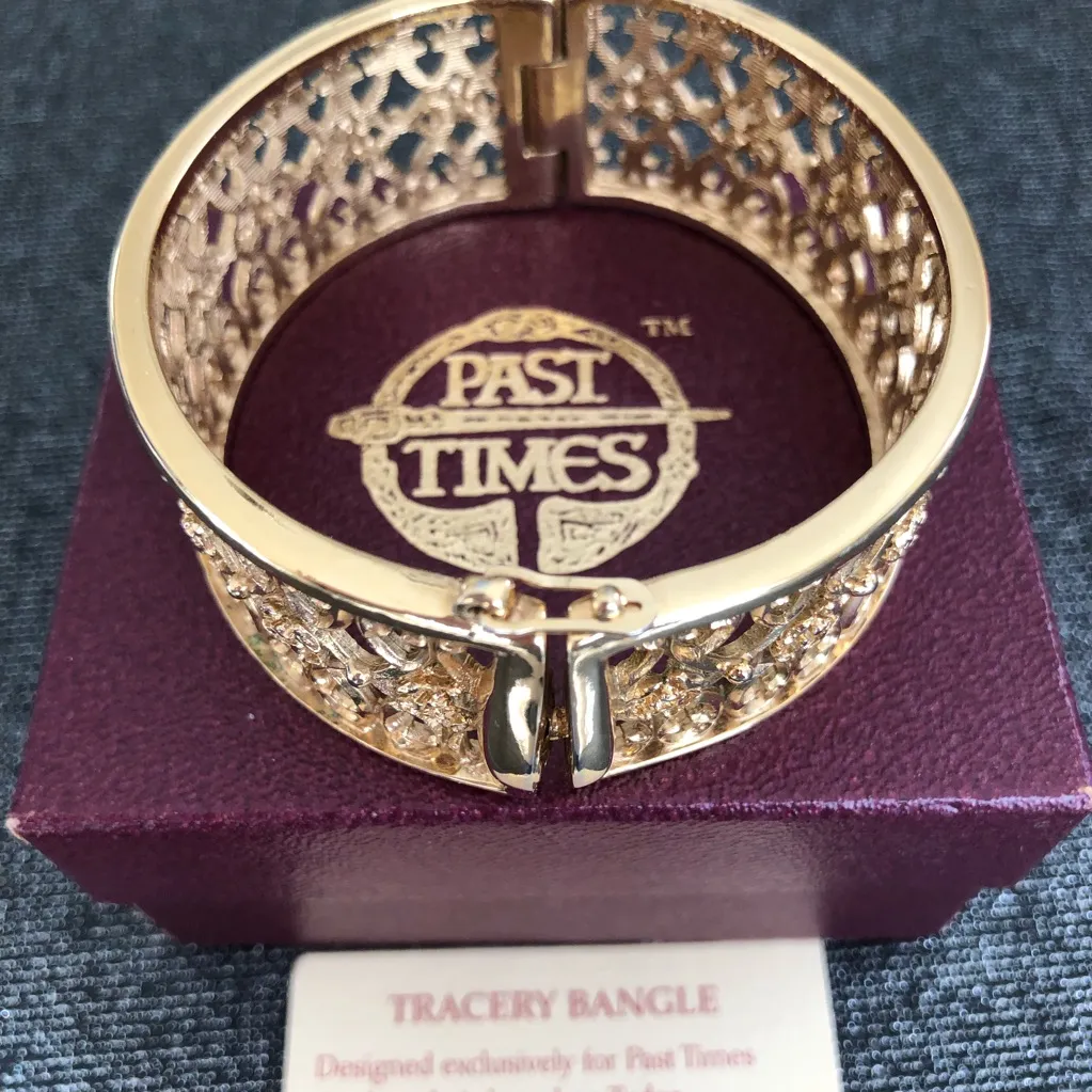 Past Times 14K Gold Plated Tracery Bangle Bracelet - Image 4
