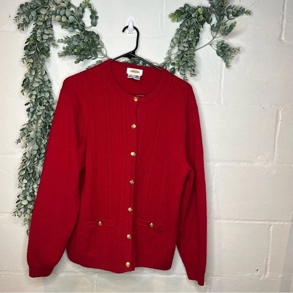 | women red wool button down sweater gold buttons - Image 6