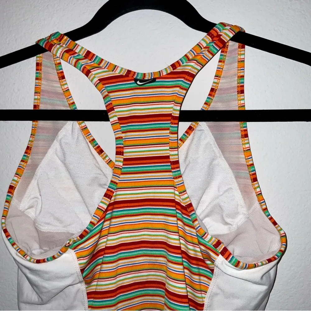 Nike small striped racerback tankini top dry fit rainbow stripe Y2K - Image 4