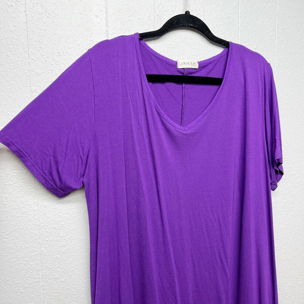 Larace Womens Top 4X Asymmetrical Hem Stretch Soft Relaxed Comfort Casual Purple - Image 7