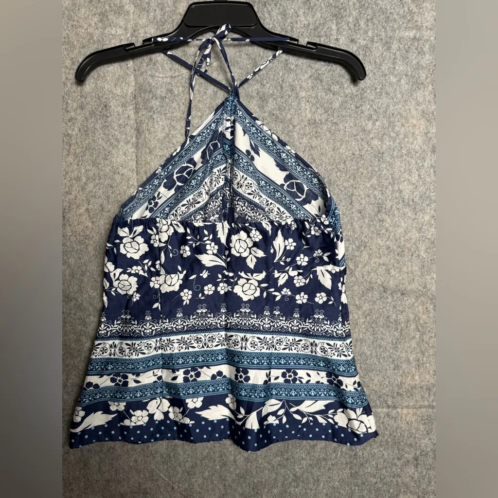 Ann‎ Taylor Loft Women Size 6 Petite Blue Y2K Halter Sleeveless Top - Image 4