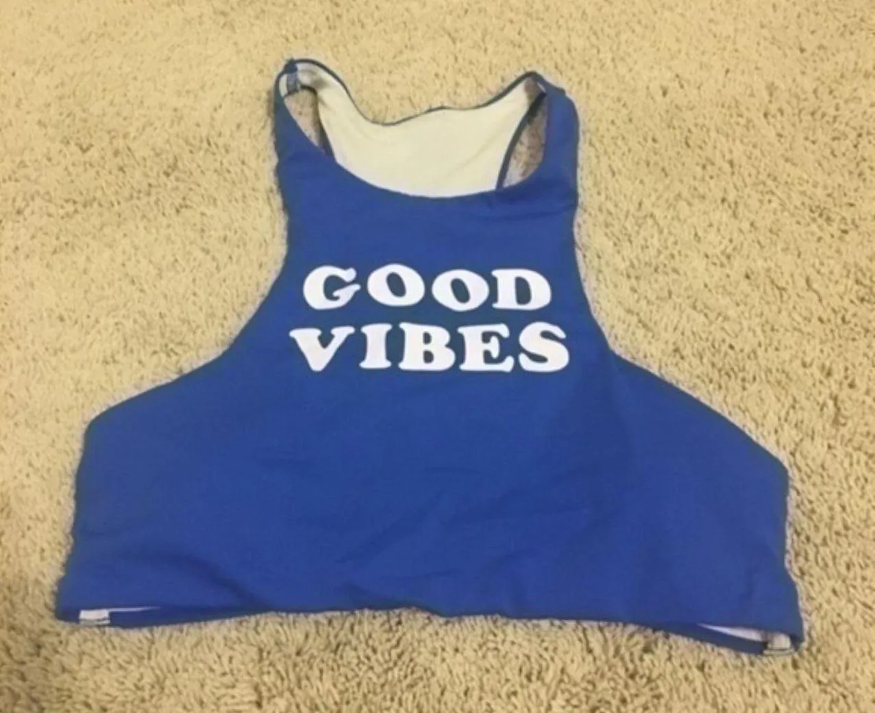 Blue Good Vibes High Neck Bikini Top - Image 1