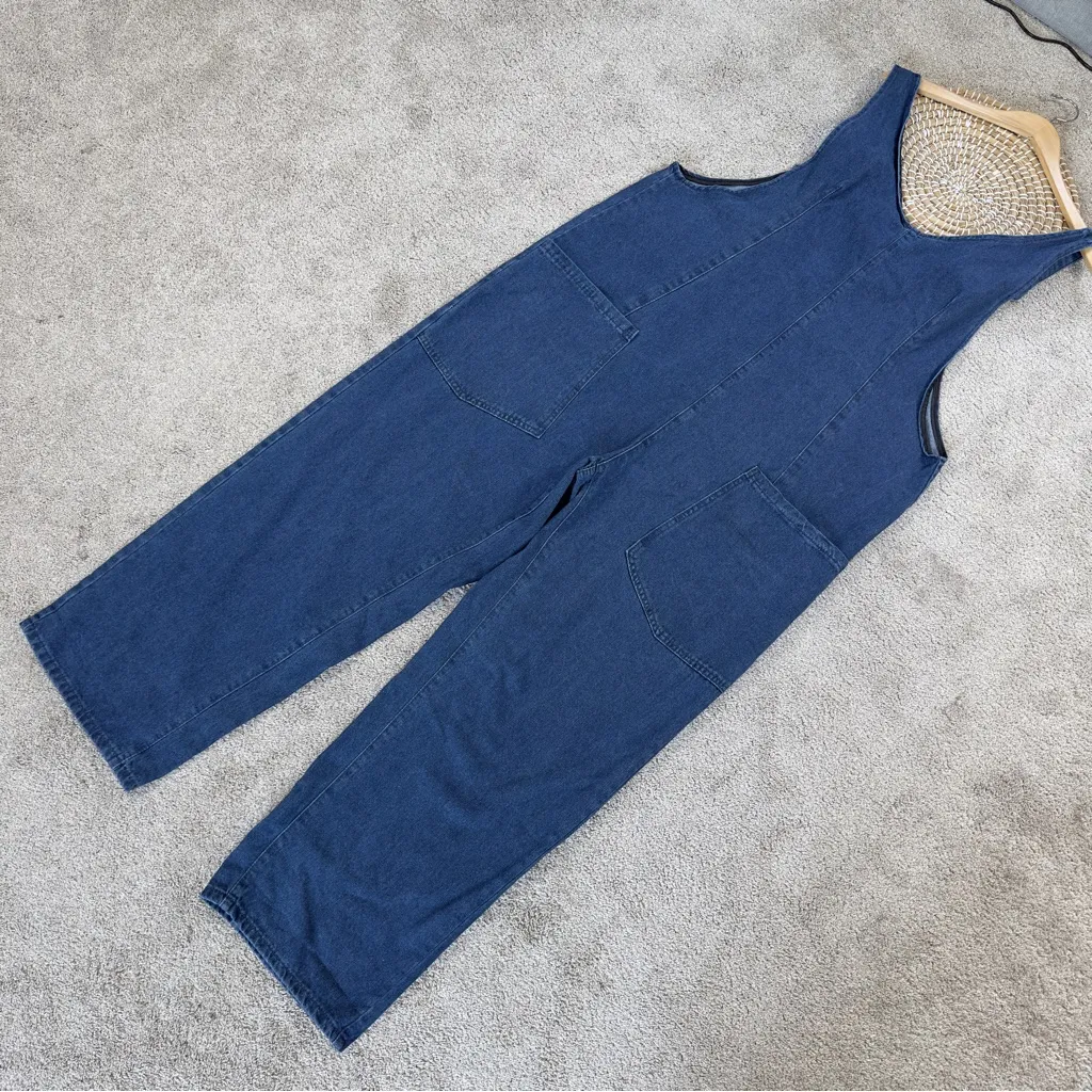 Women’s Denim Open Back Pull On Overall Sleeveless Cotton Blend in Cody Blue XXL - Image 4