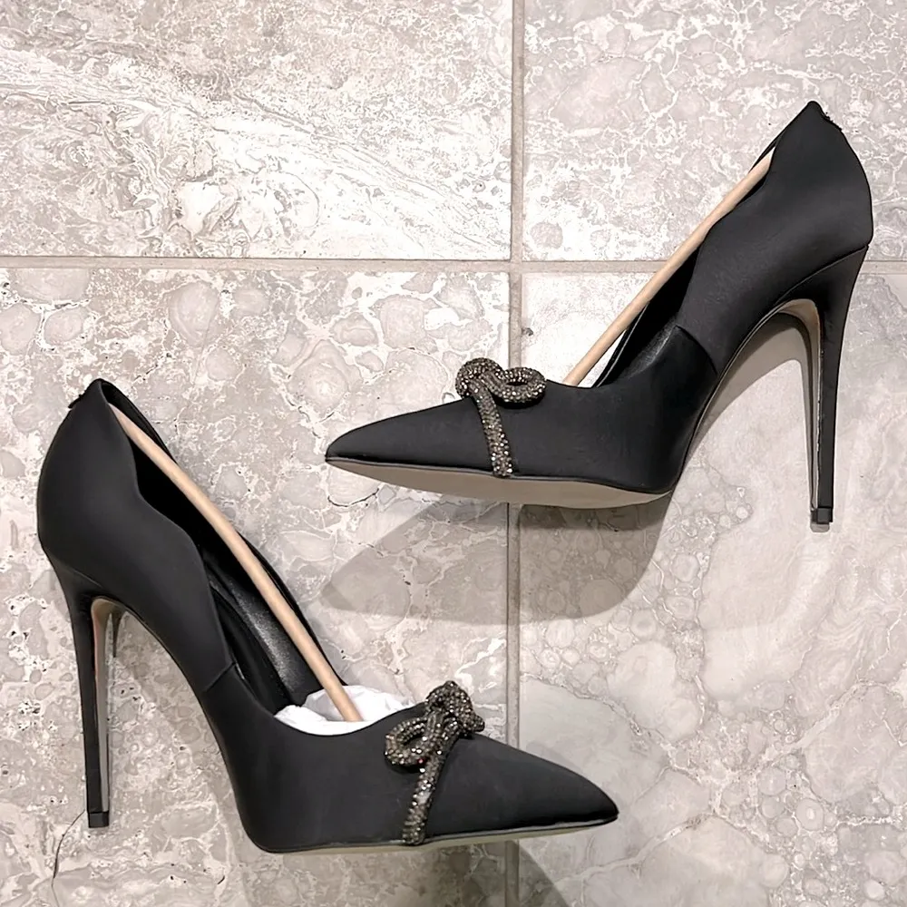 Sam Edelman Deela Evening Bow Pump in Black Satin, Size 11 New in Box w/Dust Bag - Image 6