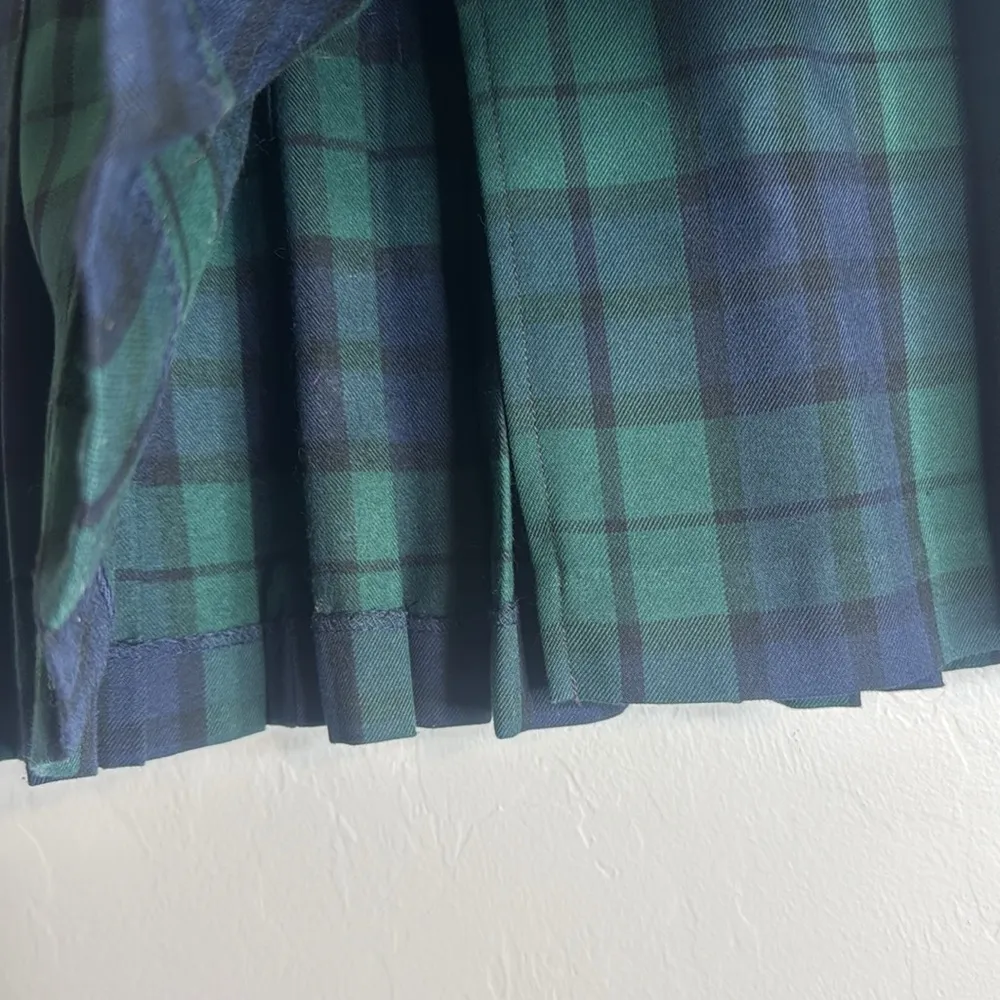 Vtg Tommy jeans 90s Plaid Green & Blue Women's micro mini skirt skort 5 Y2K cute - Image 4