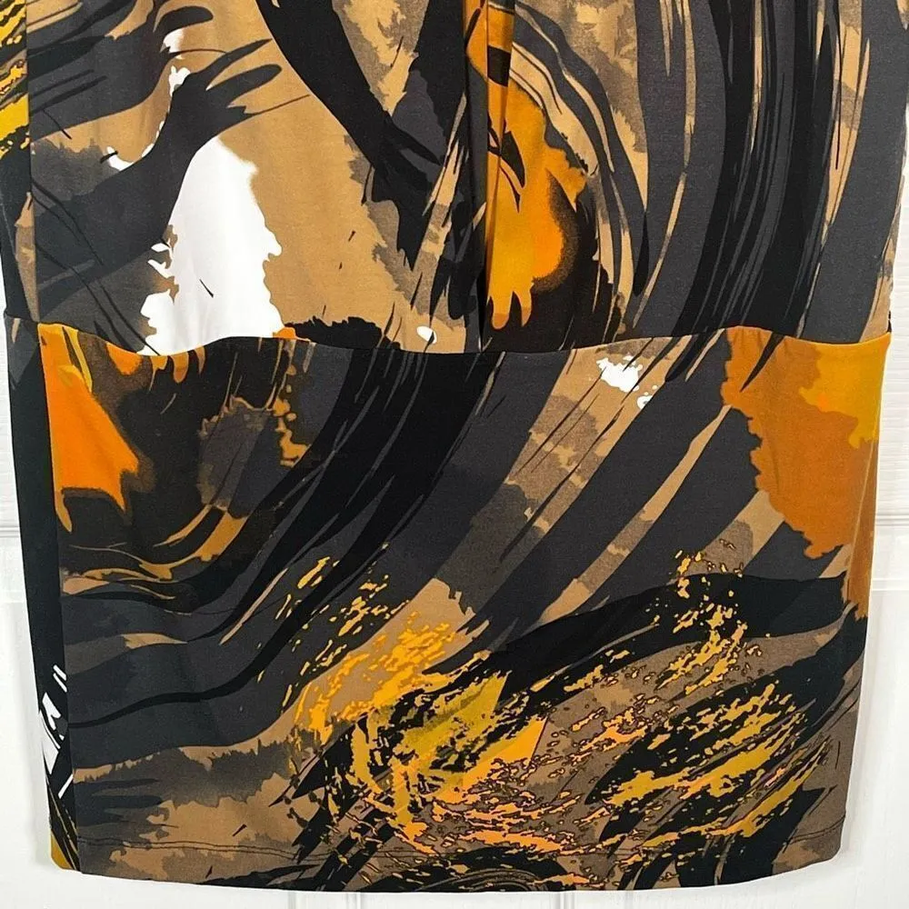 Cache Abstract Dress Sz 4 Pleated Top Bodycon Bottom - Image 15