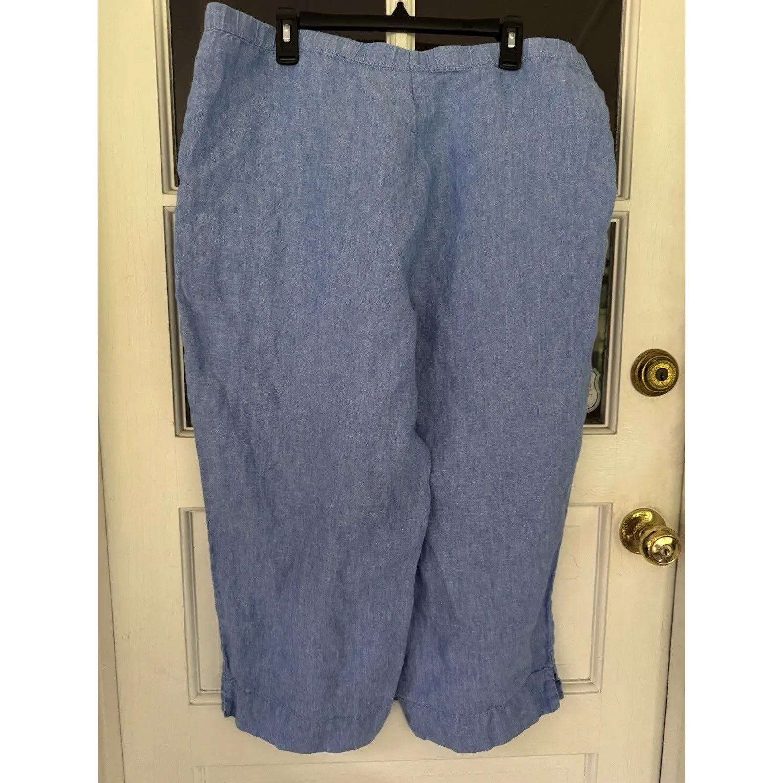 J Jill Love Linen Women’s 100% Linen Blue Pull On Pants With Pockets Size XL - Image 2