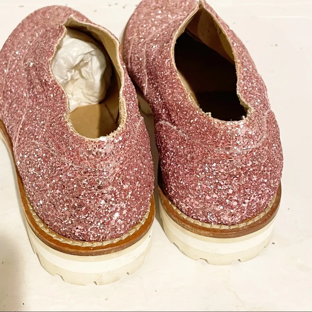 L'F Size 37 Pink Glitter Sparkle Gipsy Ilga Finished Leather Brogues Slip On - Image 6