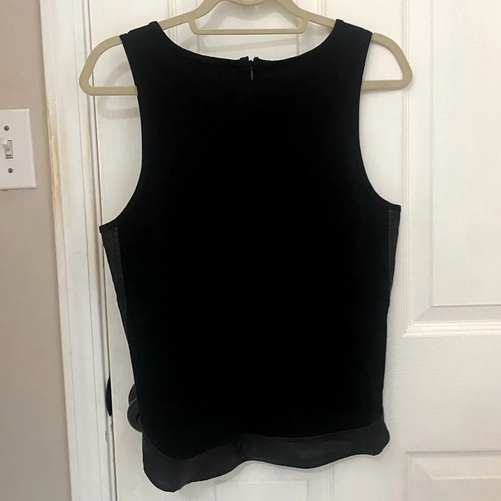 Banana Republic Faux Leather Piped Sleeveless Top in Black - Image 7
