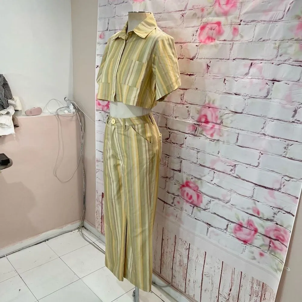 Danielle Bernstein Women's Weworewhat Stripe Crop Top Sz S Pants Sz 0 2Pc Set - Image 8