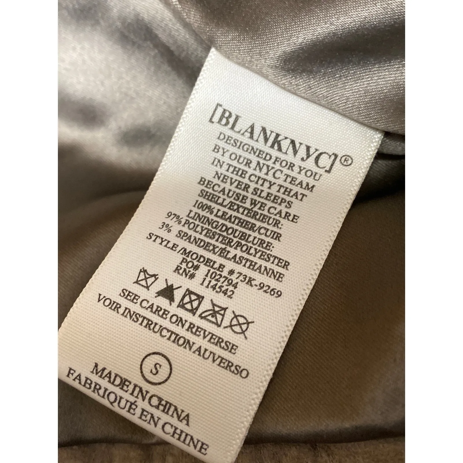 BlankNYC Beige Tan 100% Leather Suede Long Sleeve Zip Up Biker Moto Jacket Sz S - Image 6