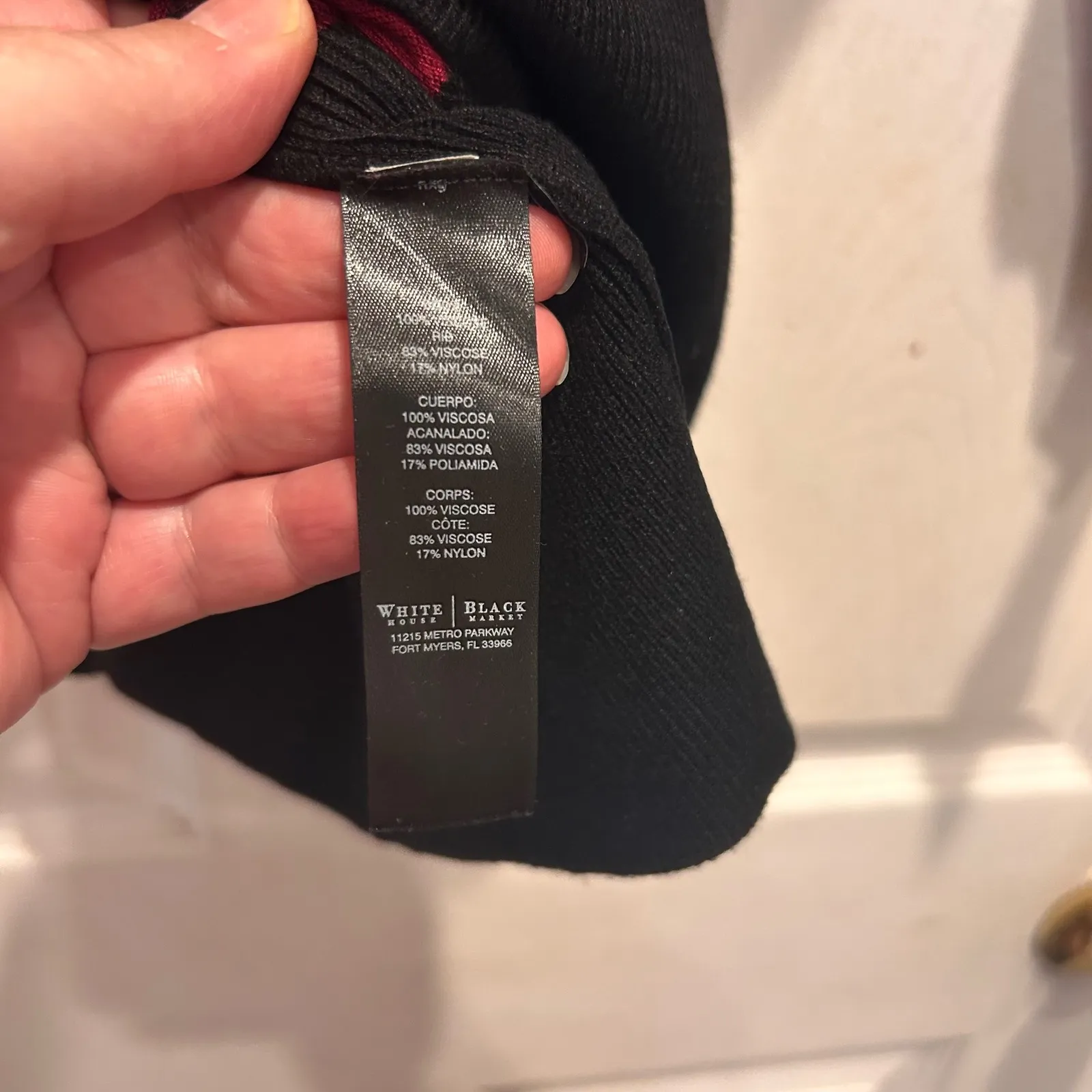 White House Black Market WHBM Black Red Polka Dot 3/4 Sleeve Knit‎ Top Large Mod - Image 4