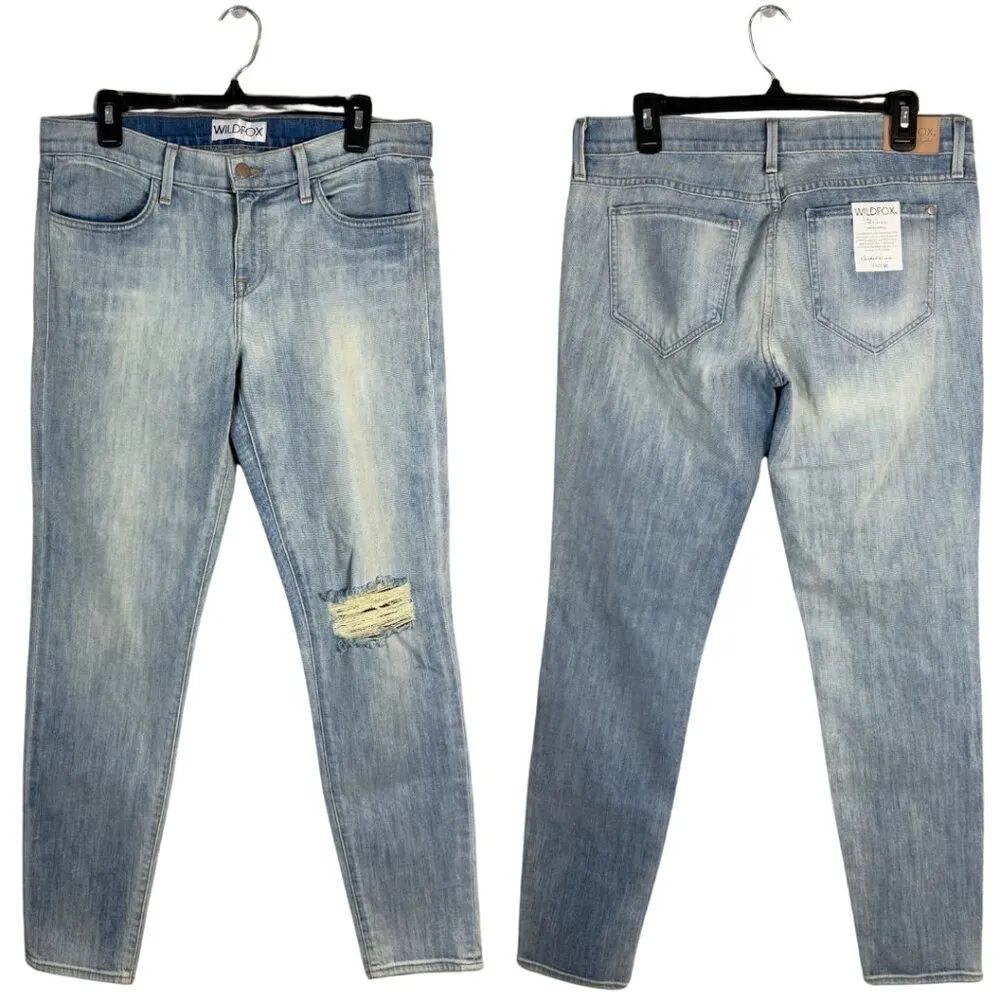 NWT Wildfox Carmen Low Rise Skinny Jeans Women's 30 Magic Trick Blue Distressed - Image 3