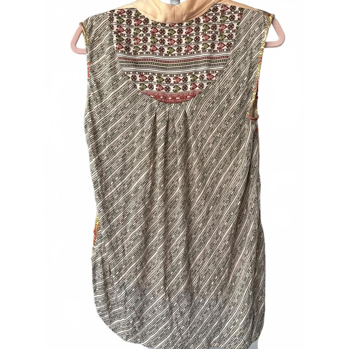 Sleeveless Printed Women's Blouse Size Small Orange - Image 2