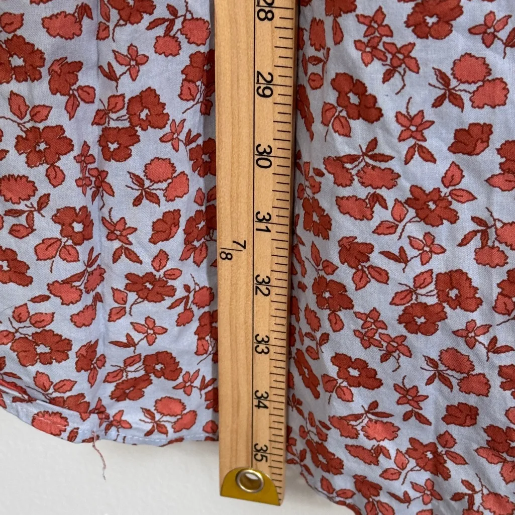 Madewell Floral Wrap Dress Size XXL Blue Orange Mini Cotton 2X - Image 8