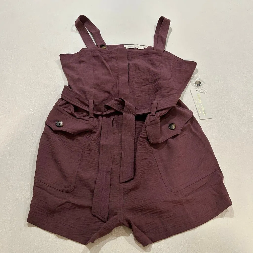 Bishop + Young Nikki Romper Moonflower Purple Tie Waist Sleeveless NWT L - Image 2