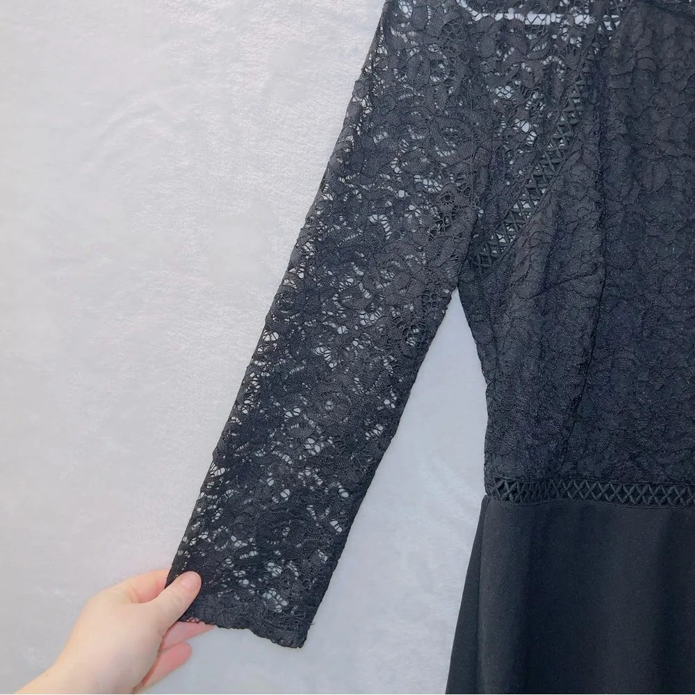 City Vibe Black 3/4 Sleeve Lace Mini Fit & Flare Dress size 1 - Image 2