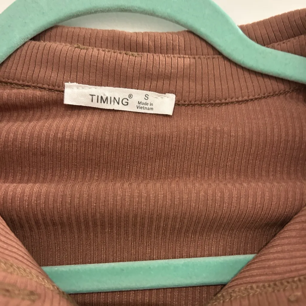 Timing Women's Tan Ribbed Button-Down Shirt - Image 2