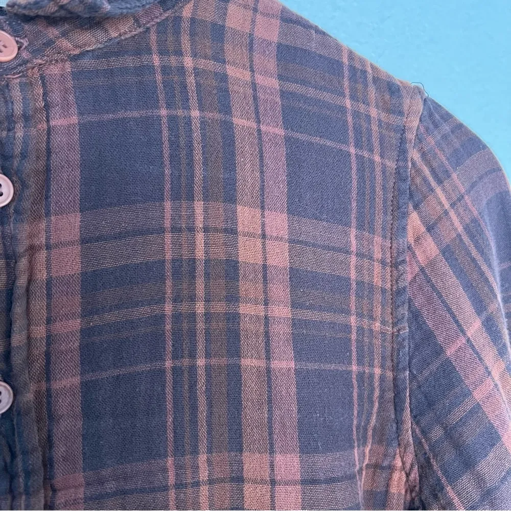 Free People x CP Shades 100% cotton plaid button down tunic brown extra small - Image 4