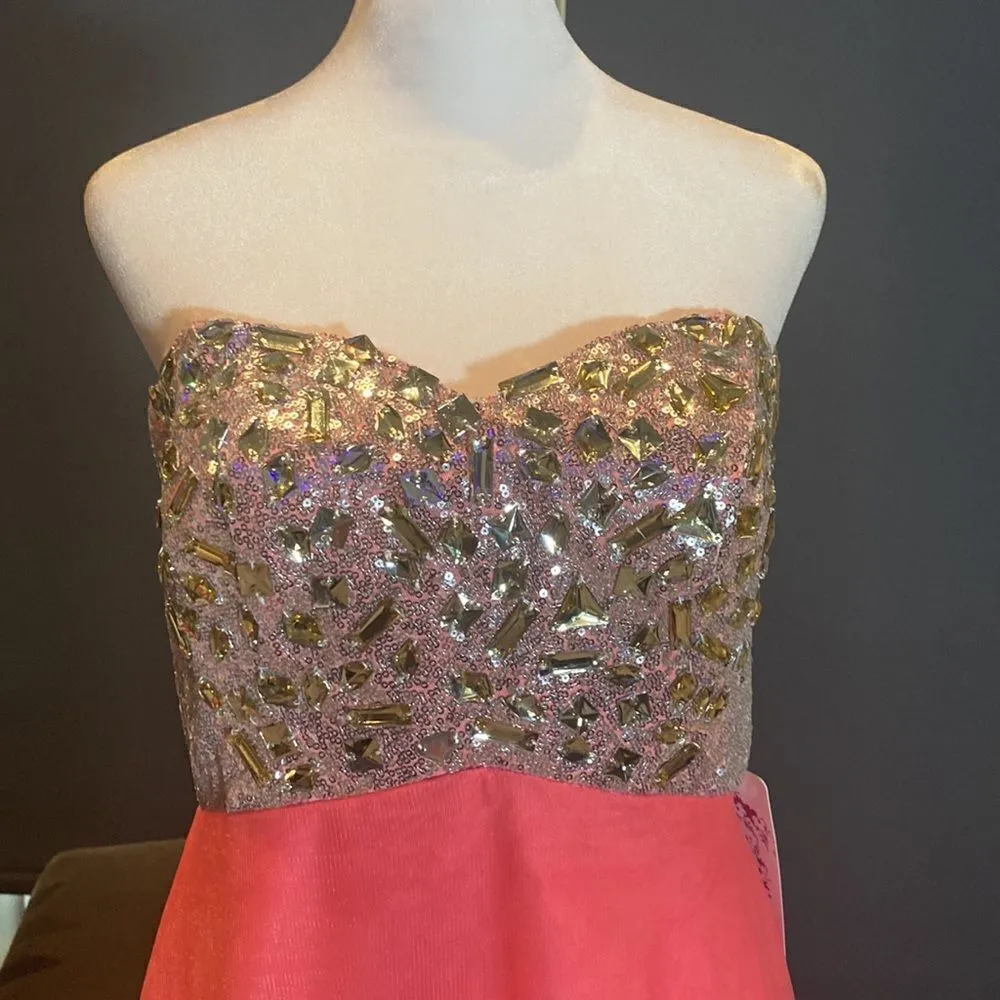 Women’s Pink Full Length Sparkly Tulle & Sequined Prom Party Dress Size S NWT - Image 2