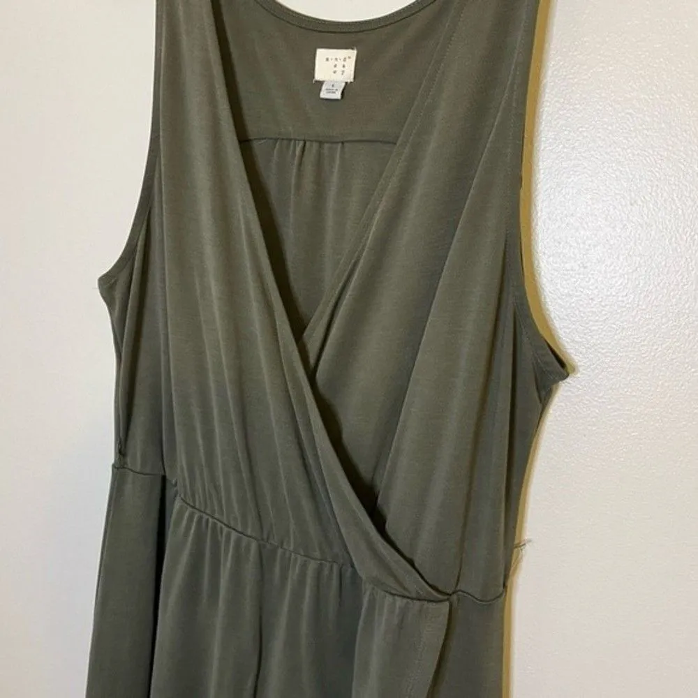 A New Day Green Faux Wrap Sleeveless Dress Size Large - Image 3
