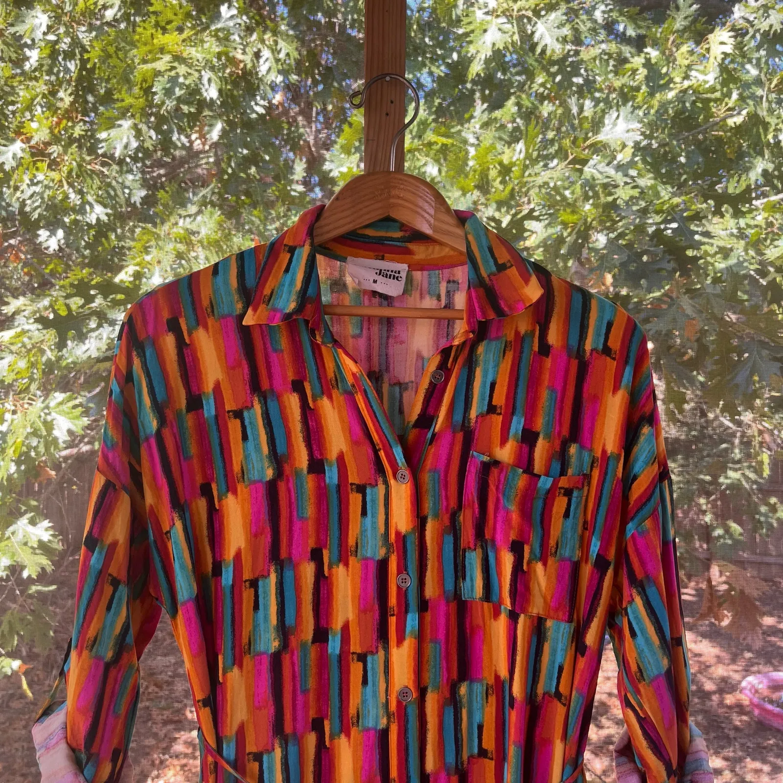 Savanna Jane Women's Colorful Embroidered Midi Shirt Dress Size M Size M - Image 3