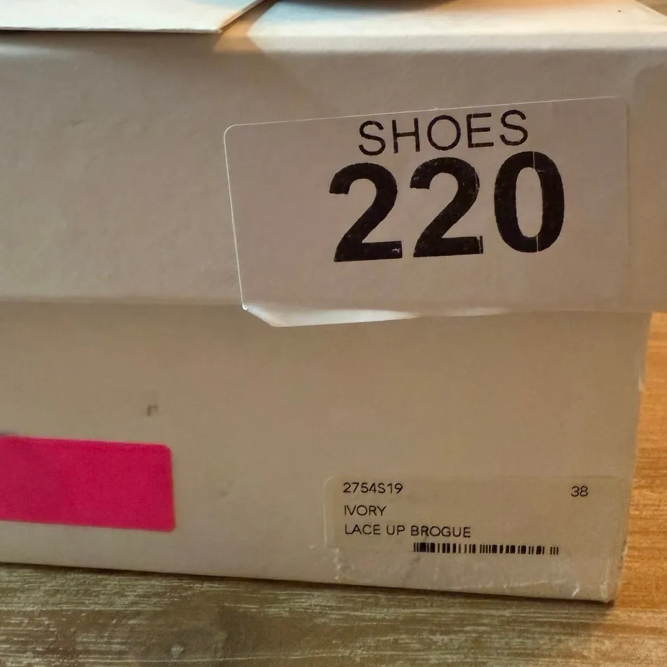 Zimmermann Oxfords Ivory Heeled Luxury Leather Canvas Brogues Size 38 7.5 NIB - Image 10