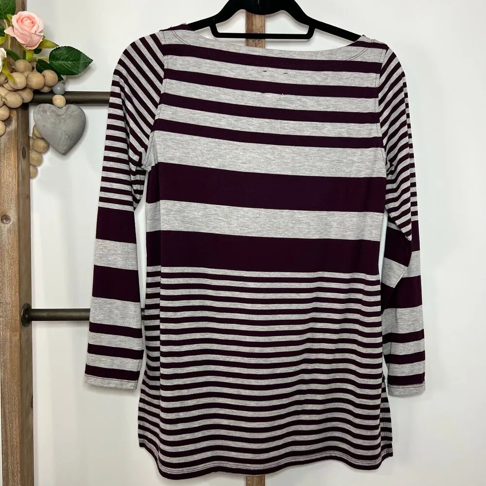 Sunday Grey Burgundy Striped‎ Long Sleeved Shirt Size X Small Purple - Image 3