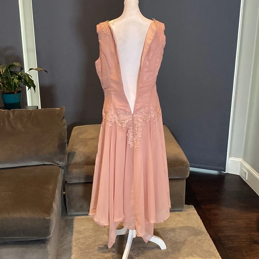 Women’s Pink Chiffon Dress Floral Detail ZipUpBack Matching Jacket Size 24W/26W - Image 10